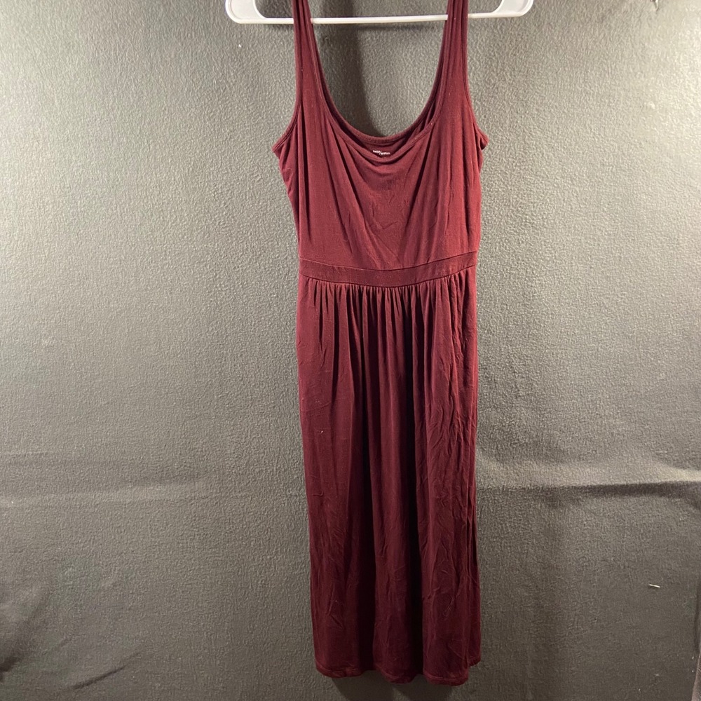 anthropologie Daily Ritual tank Dress xs Scoop Neck Viscose Jersey Burgundy